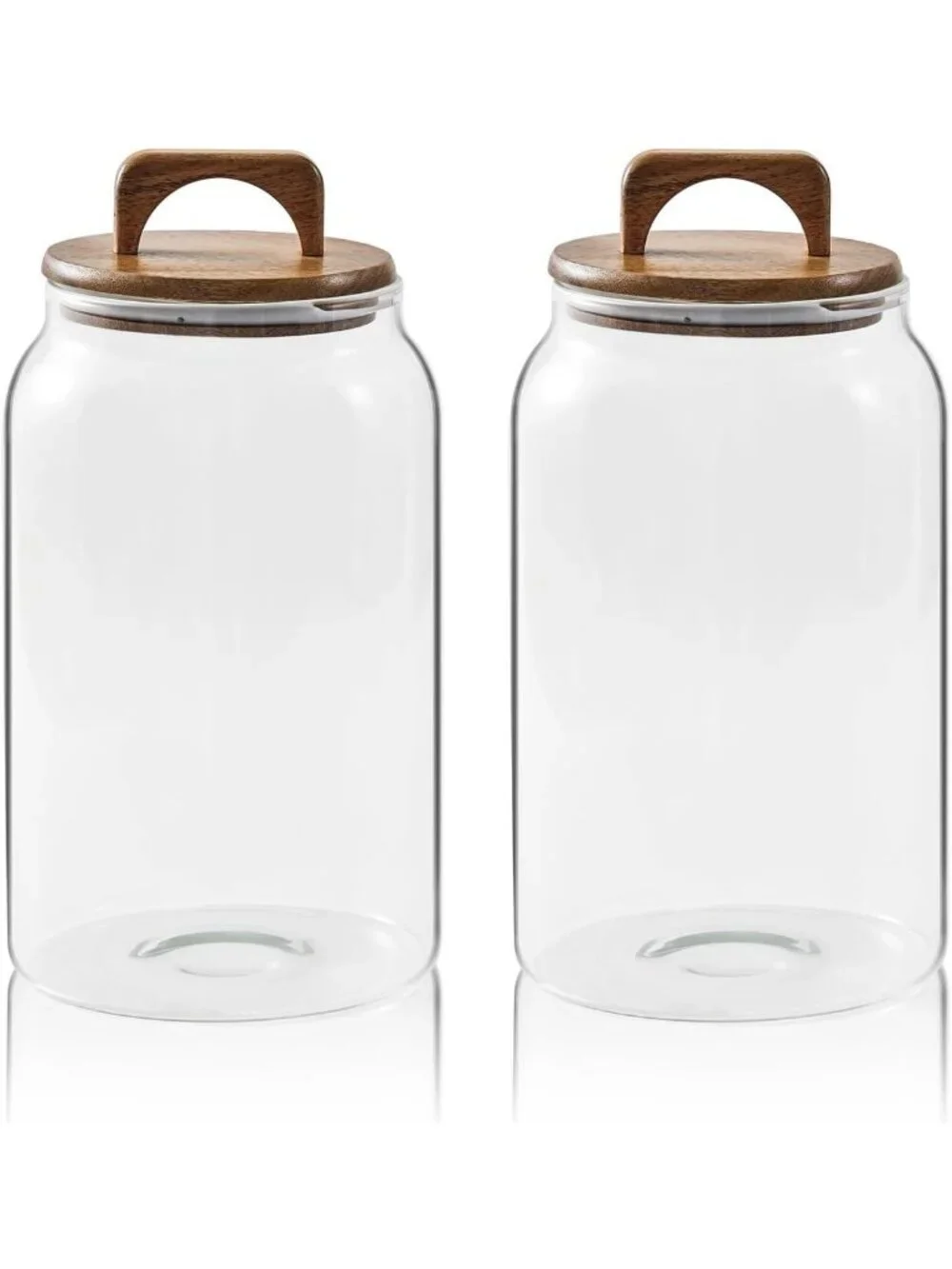 Large Glass Candy Jars with Wooden Lids - 1 Gallon Airtight Storage Canisters, 2